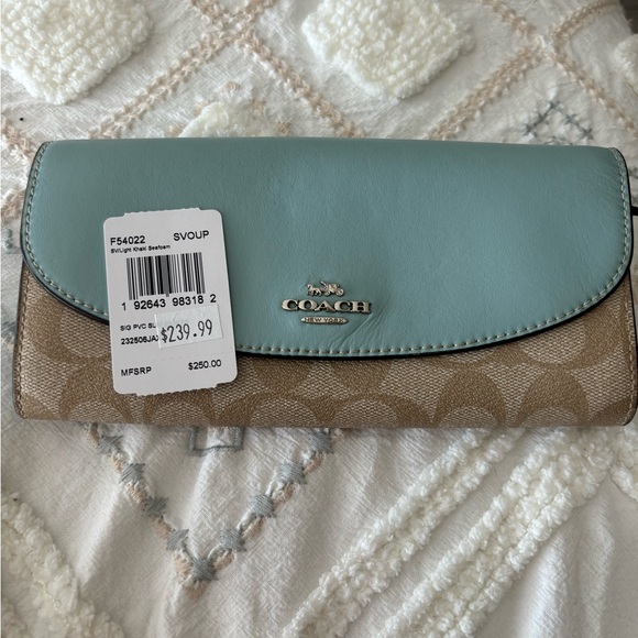 Coach Blue Signature Canvas Envelope Wallet - Picture 3 of 6